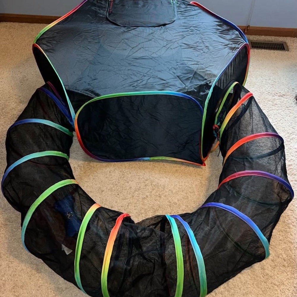 Small Animal Tunnel Enclosure, Pet Cage, Pop Up Playpen Cage w/ Bag Bowl New